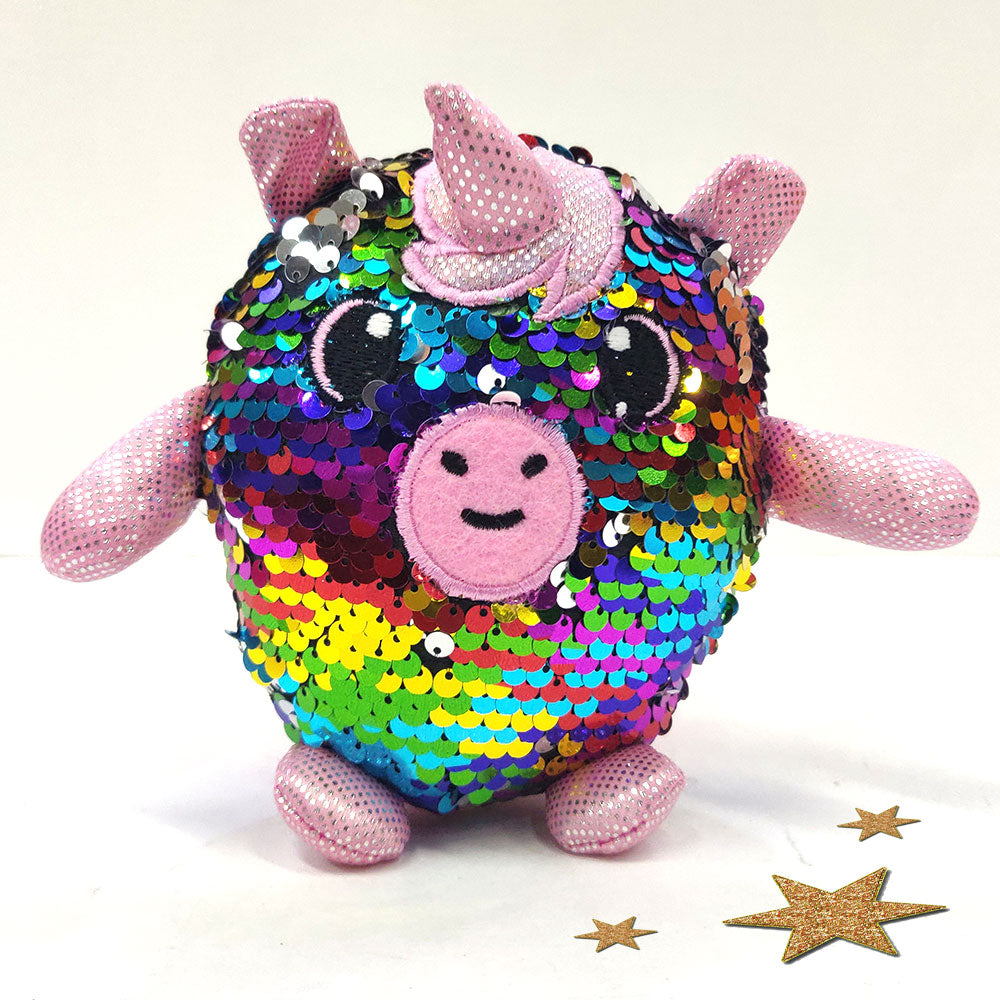 Sequin Squishy Toy  |  Unicorn Design   | With Reversible Glitter Two-Side Sequins