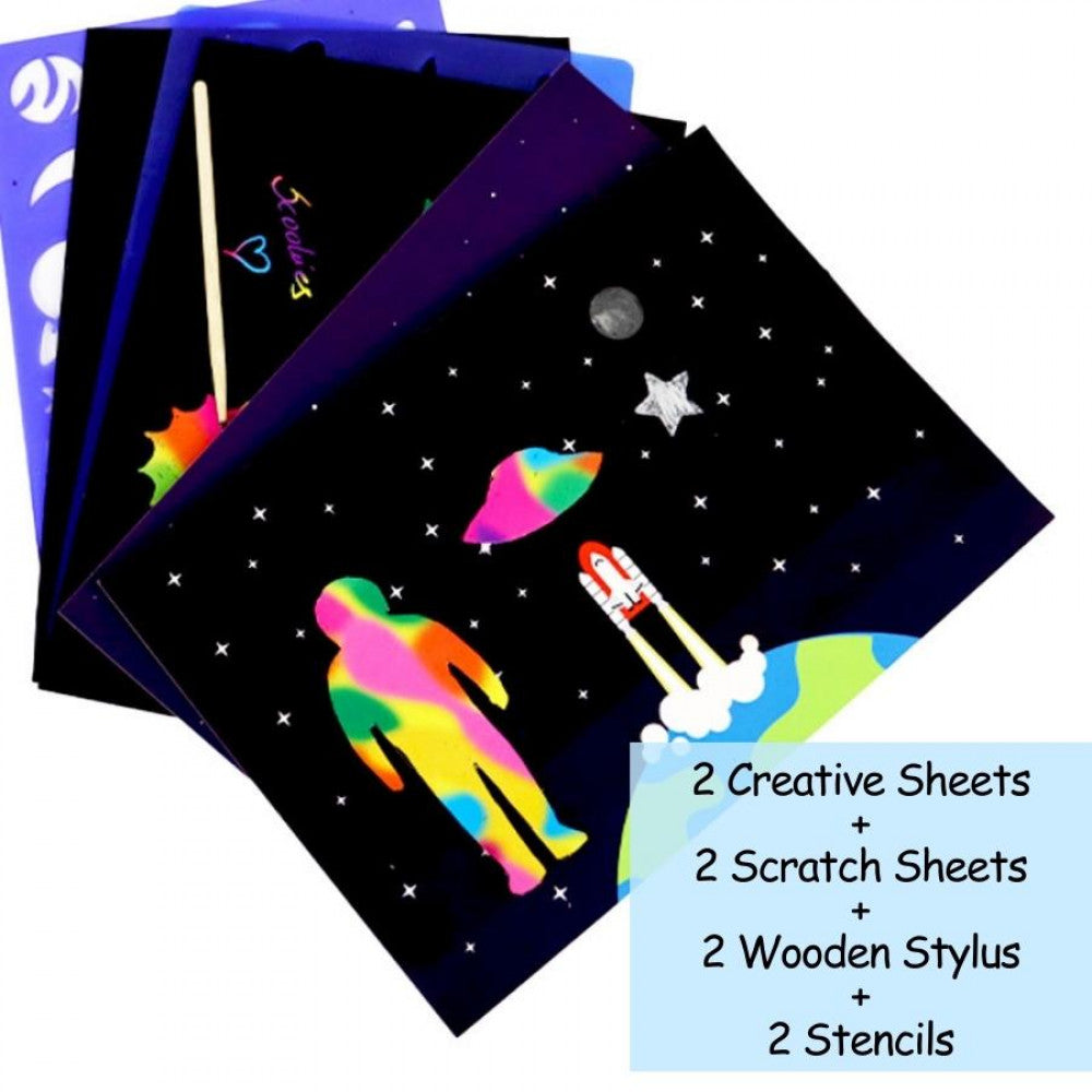 Drawing Stencils (Space)  | Astronomy Theme  |  With Wooden Stylus |  Scratch & Stencil Set |   Stencil Colour Activity  |  DIY for Kids