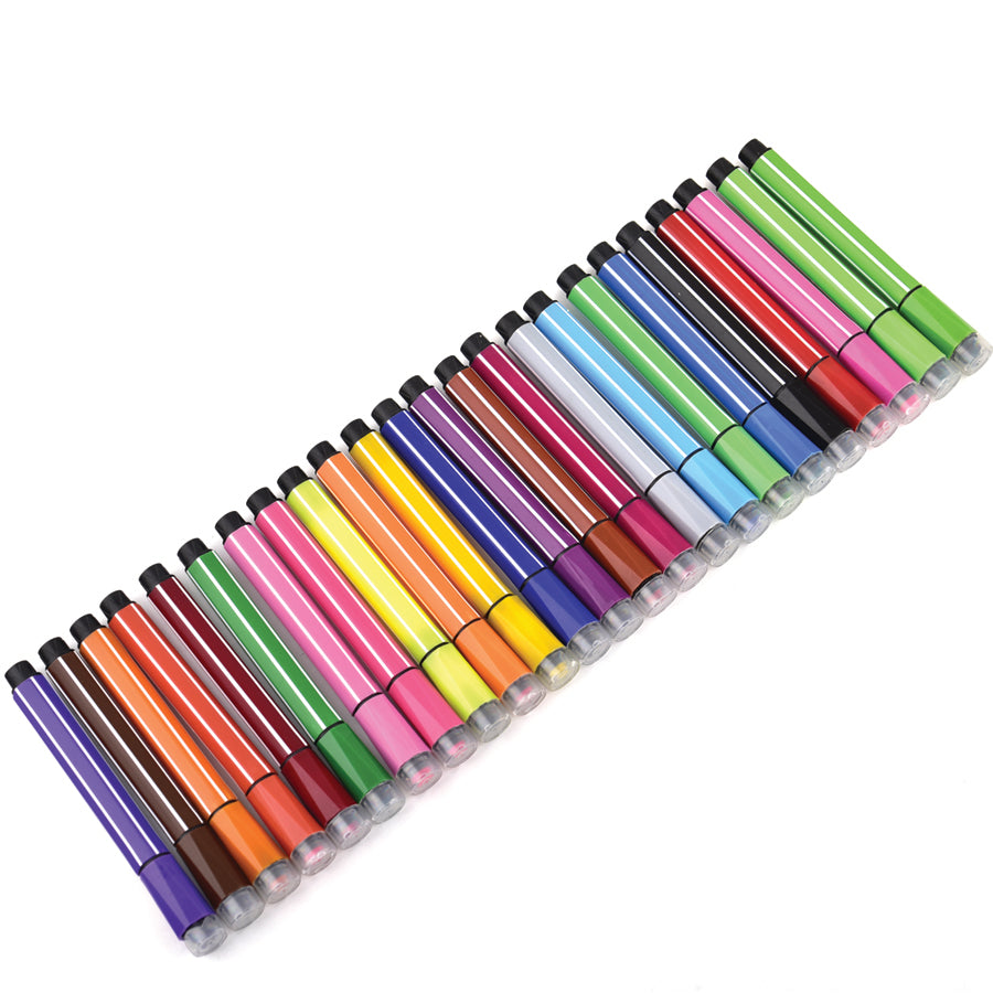 Tri Marker Stamper Pens | 24 Pens Set | Water Soluble |  Skin-Friendly  |  Cutesy Stamps |  Ergonomic Grip