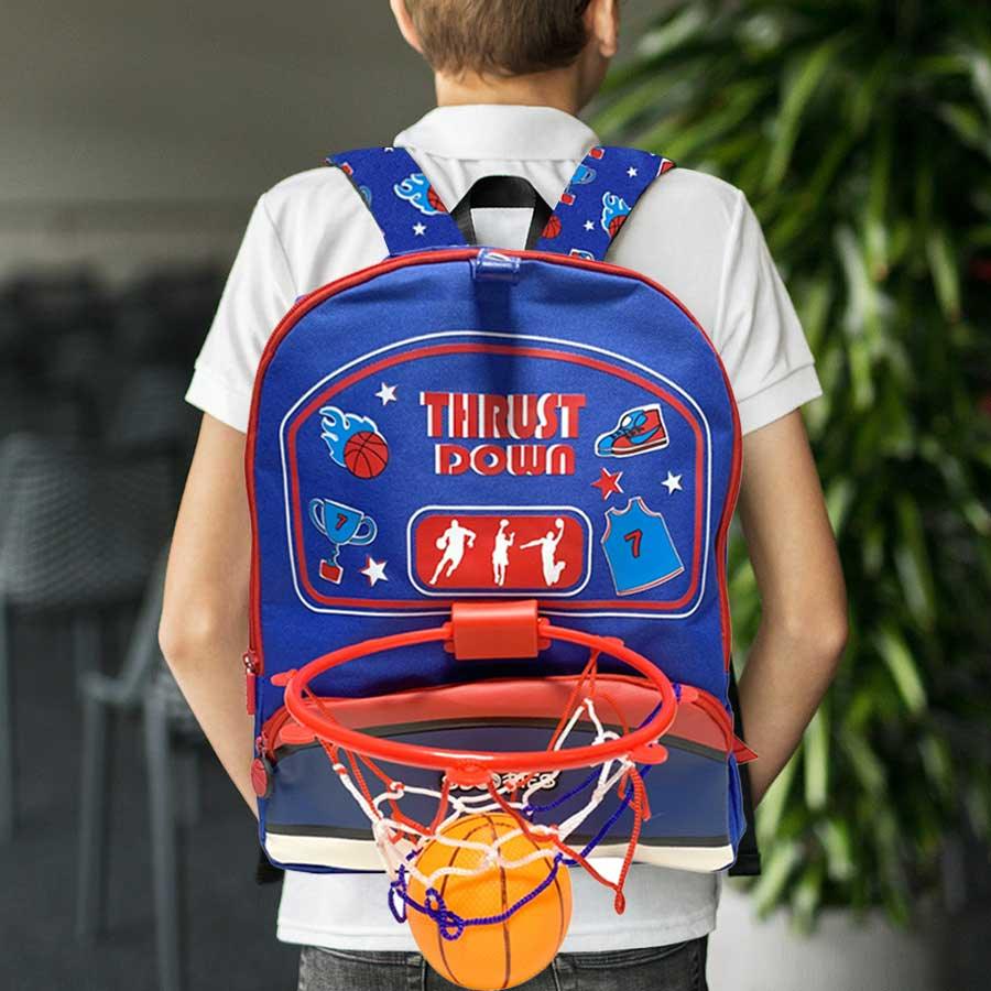 Basketball Love Jr Backpack | With Pulldown Basketball Hoop & Ball | Funky Design - Scoobies