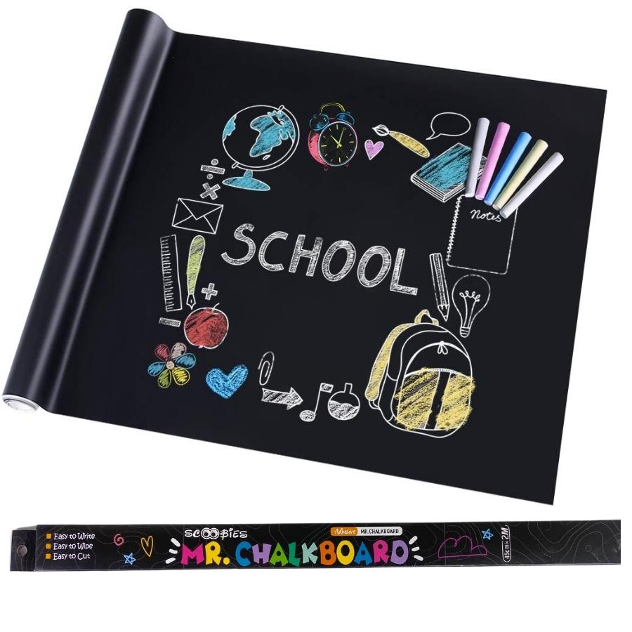 Mr. ChalkBoard | With 5 Dustfree Chalk | Peel & Stick Self Adhesive Writing Board |  2 Metres  |  Multi-Use