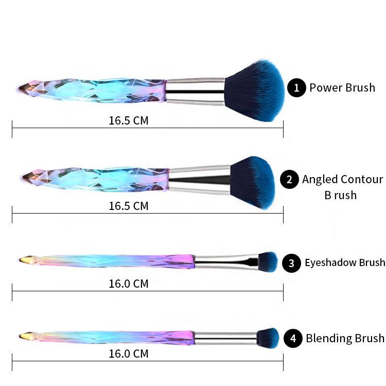 Bling By Scoobies Make Up Brushes |  Pack of 4 |  With Brush Storage Stand | Holographic Premium Handle |  Classy Synthetic Women Brushes |  For Professional & Home Use - Scoobies