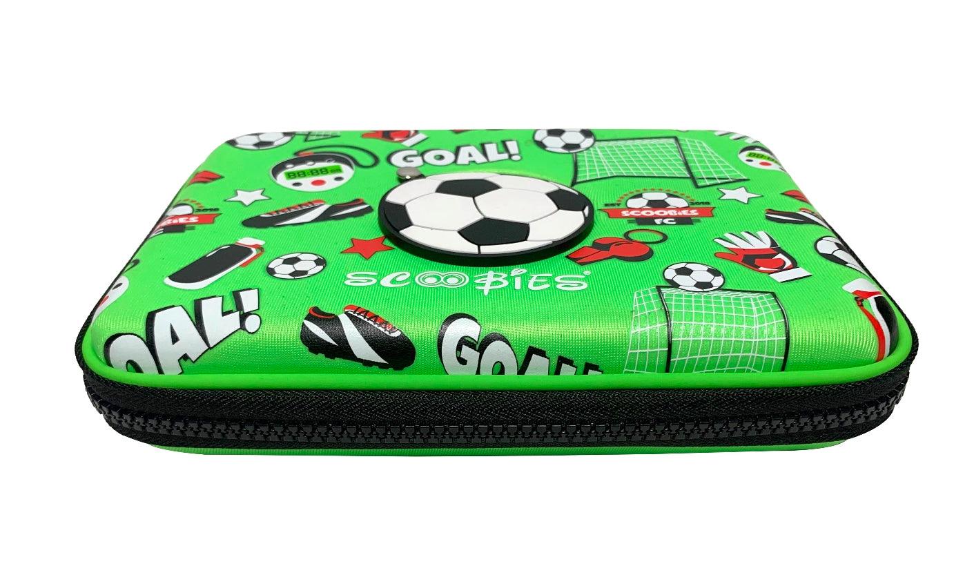 Footie In Scoobies Time Pencil Case  |  In-built Watch  |  Sporty Green Design - Scoobies