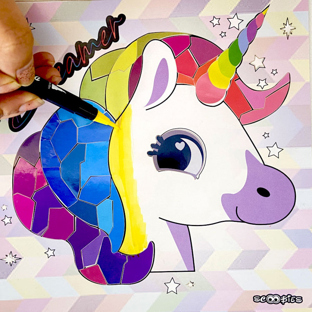 Stick by Number |  Unicorn & More Designs | 150+ Repositionable Stickers | Stick & Colour Activity | Educational Puzzle Game