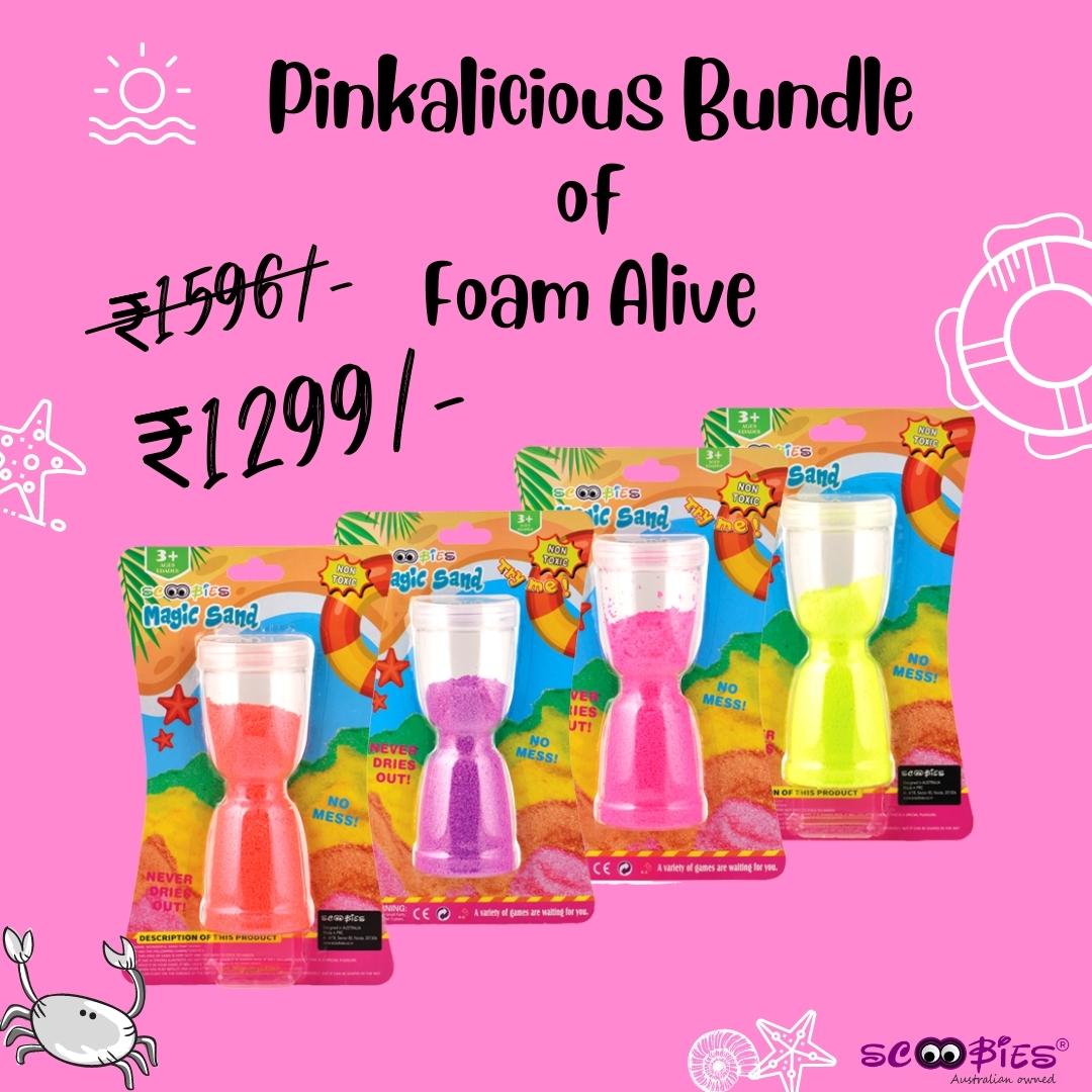 Pinkalicious Bundle Of Foam Alive | 4 Soothing Colours | | Reusable Stress Relief Sensory Sand | Water Soluable