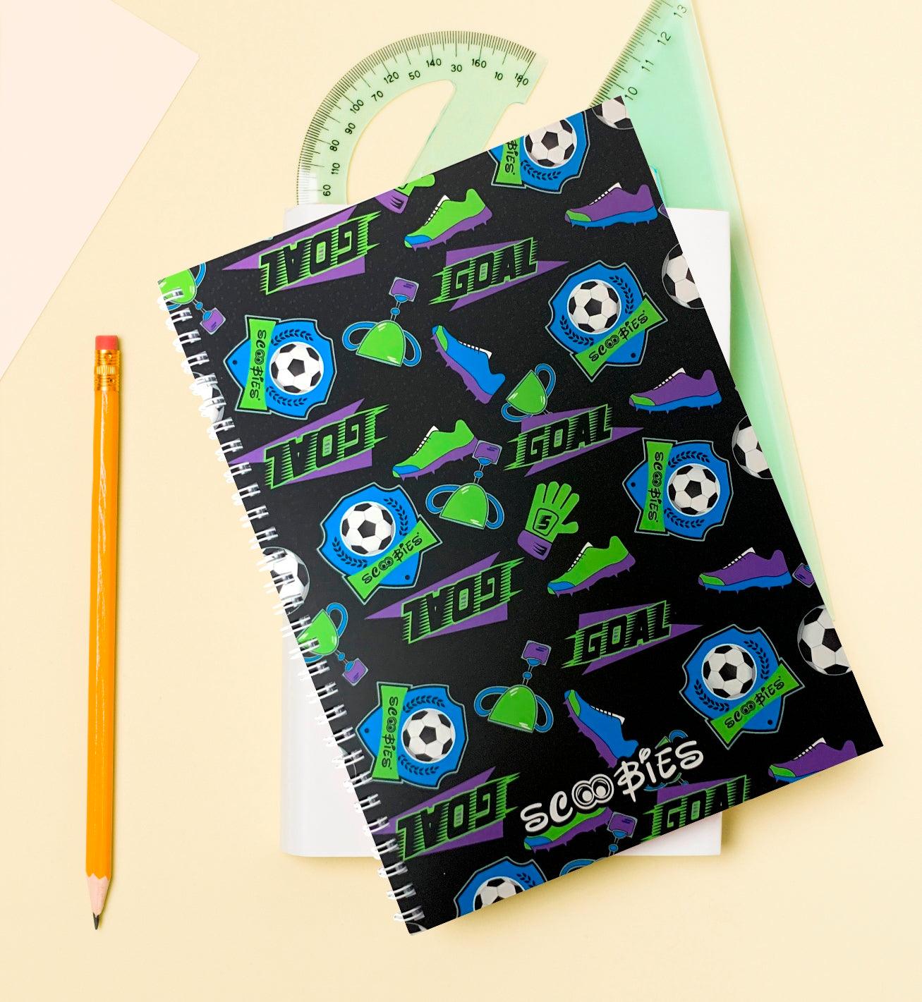 Football Love Notebook | 80 Ruled Premium Pages |  Spiral Bound |  Soft Cover | A4 Size | Ideal Gifting Option - Scoobies