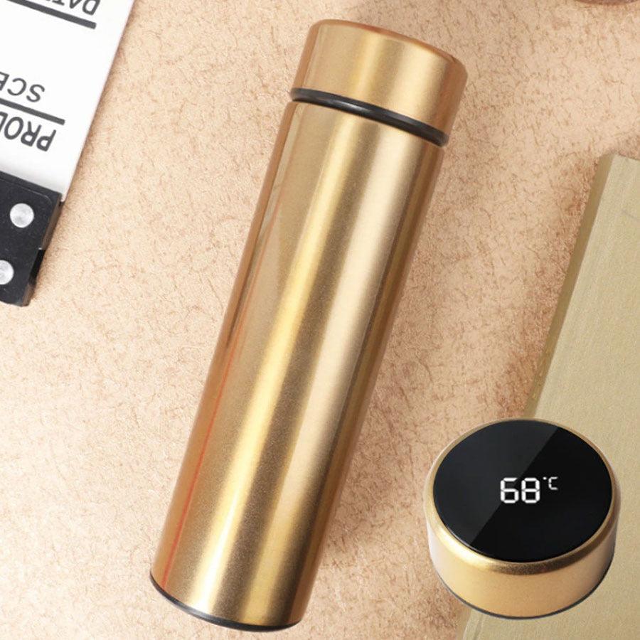 LED Temperature Bottle | With Smart Temperature Display |  Shiny Metallic Golden Design  | Multi-Usage - Scoobies
