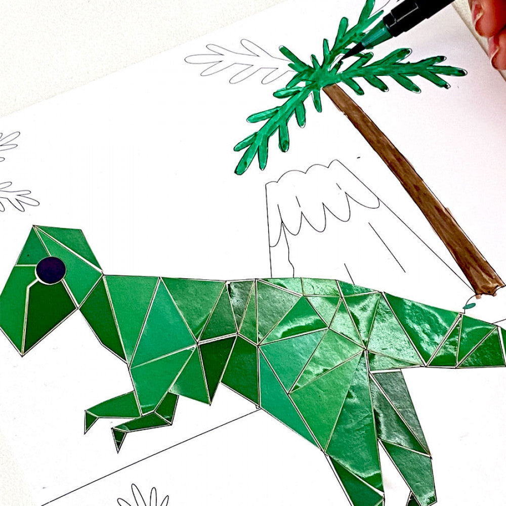 Stick by Number | Dinosaur Design | 300+ Repositionable Stickers | Stick & Colour Activity | Educational Puzzle Game