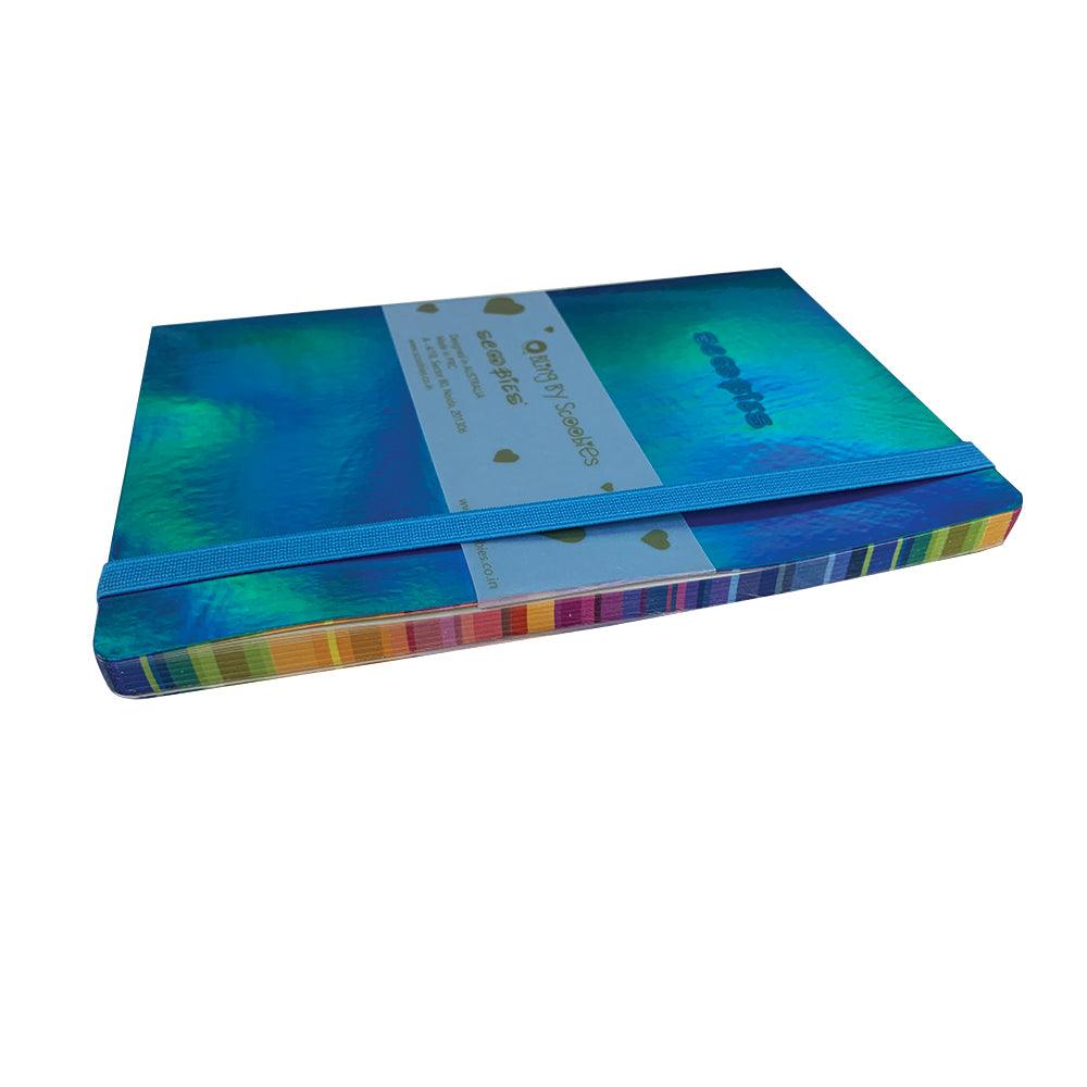 Bling by Scoobies Gleemy Bombshell Diary  | With Elastic Closure | A5 Diary with 80 Pages  | 3D Shiny Blue Holographic Print - Scoobies