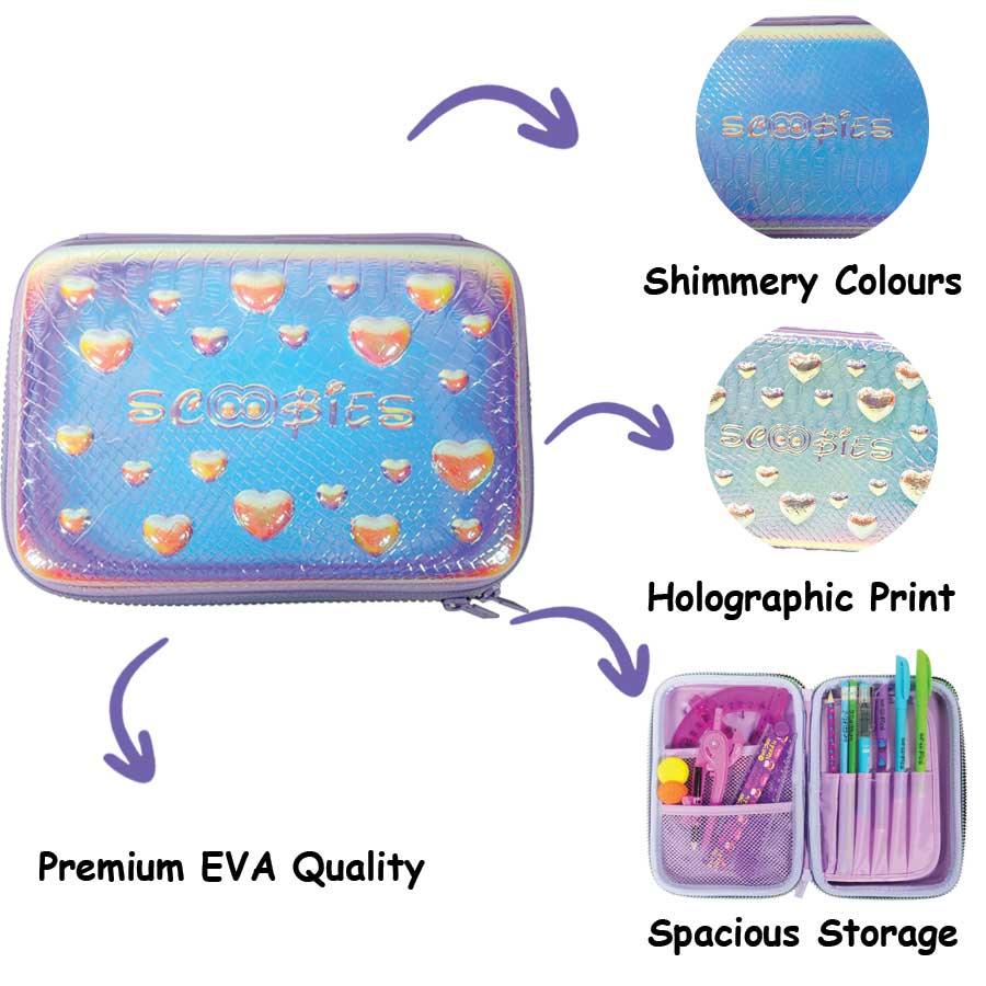 Holographic Pencil Case | Dazzling Colours | Holographic Print | Snazzy Design | Multi-use Pouch - Scoobies