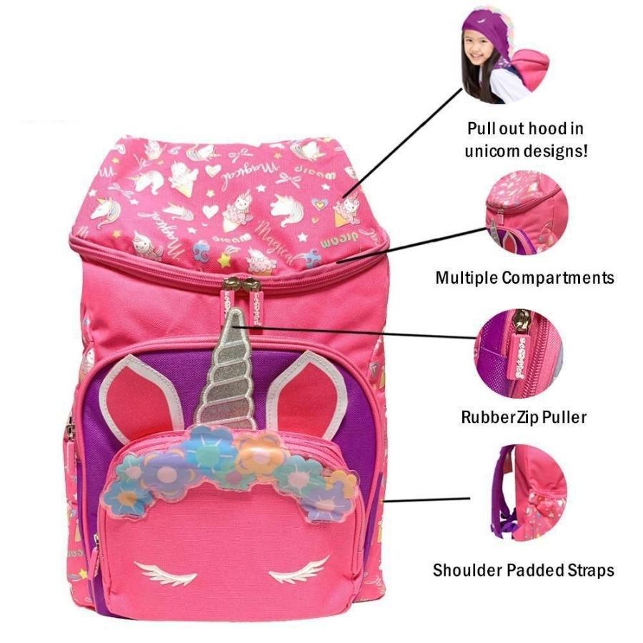 Hoodie Unicorn Character Jr Backpack | With Pullout Hoodie |  Pretty Pink Colour |  Cute Unicorn Design - Scoobies