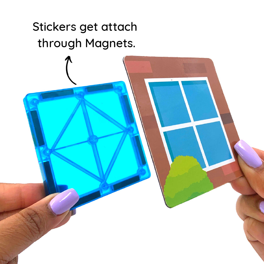 Magnetic Tiles & House Stickers - For Perfect Pretend Play