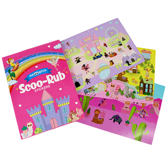 Scoo-Rub Stickers (Pink) | Transfer Sticker Set | With Stylus |  Fairlyland | Dreamland | Desertland | 100+ Stickers | DIY Sticker Activities | Artistic Mini Box