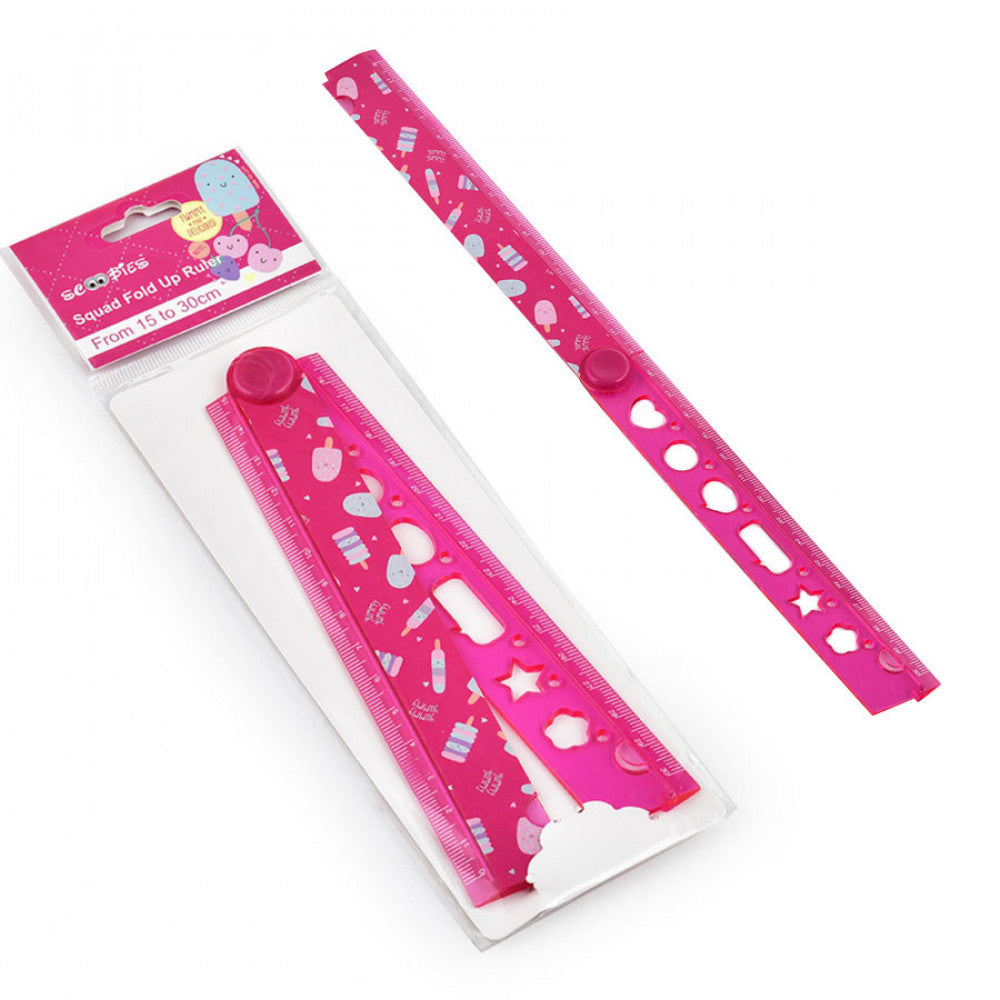Squad Fold Up Ruler (Multicolour) | With Geometry Stencil | Cute Ice C ...