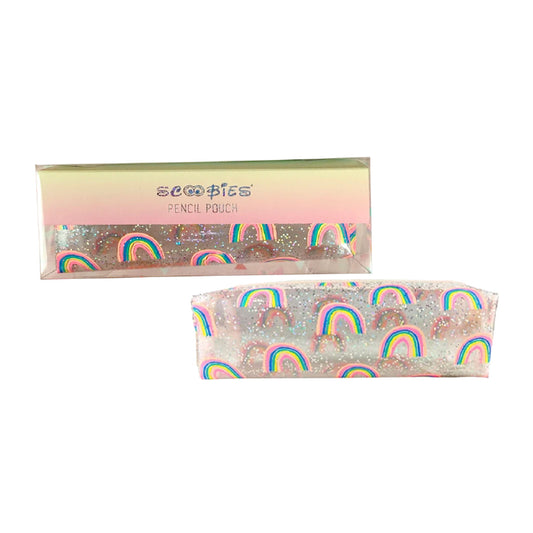 Rainbow N Glitter Pencil Pouch | Stellar Shimmery Rainbow Design | Holographic Print |  Multi-Utility Pouch