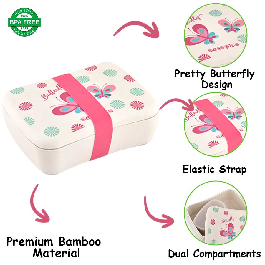 Scoo-Organilicious -  Beautyfly Bamboo Lunchbox for Kids