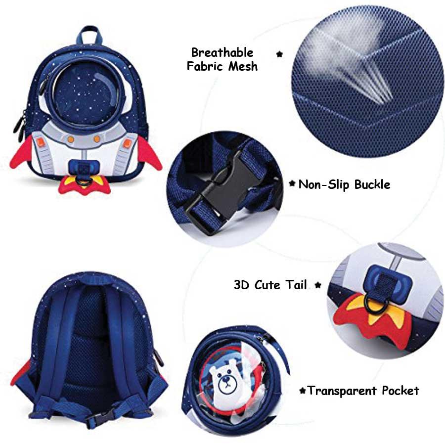 Blue Rocket Toddler Bag | Quirky Colours |  Ergonomic 3D Design  | Customizable Front Pocket - Scoobies