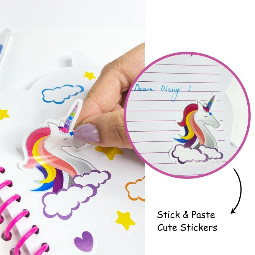 Pink Unicorn Gift Set |  With Attached Hangable Pen |  Cool Stickers |  Glitter Beads |  Cutesy Stamps |  Ideal Return Gift