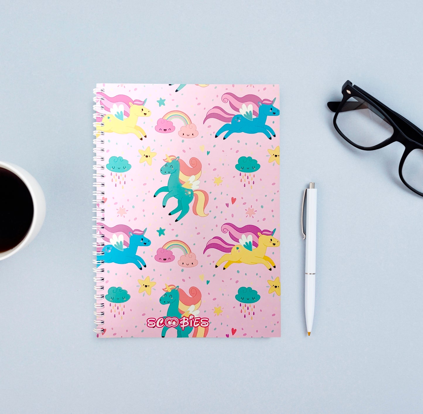 Unicorn Love Notebook | 80 Ruled Premium Pages |  Spiral Bound | For School, College & Office | Soft Cover | A4 Size | Diary for Gift