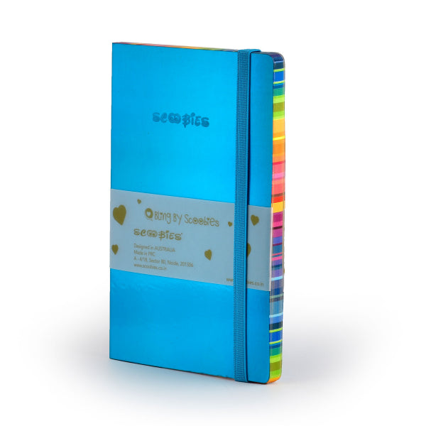 Bling by Scoobies Gleemy Bombshell Diary  | With Elastic Closure | A5 Diary with 80 Pages  | 3D Shiny Blue Holographic Print